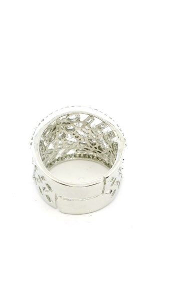 Gehna Jaipur Cubic Zirconia Studded Silver Plated Ring Adjustable Size  For Girls & Women FR-1110