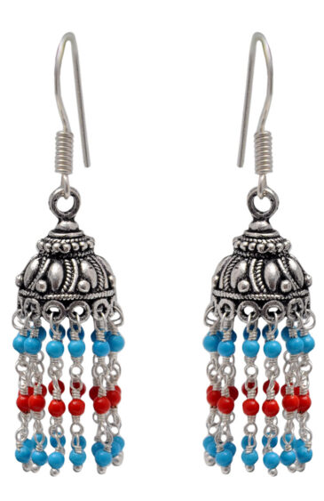 Gehna Jaipur Turquoise & Red Jasper Color Zircon Beads Earring For Girls & Women GE03-1110