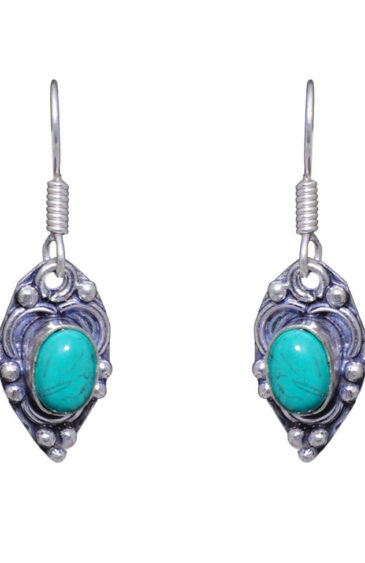 Gehna Jaipur Turquoise Color Stone Studded Earrings In German Silver  For Girls & Women GE01-1111