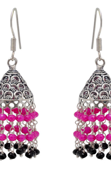 Gehna Jaipur Pink & Black Spinel Color Zircon Beads Earring For Girls & Women GE03-1111