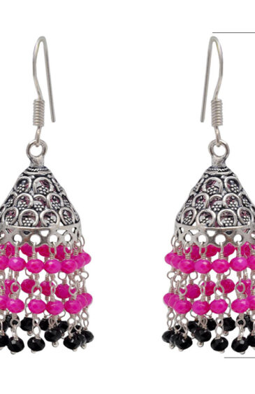 Gehna Jaipur Pink & Black Spinel Color Zircon Beads Earring For Girls & Women GE03-1111