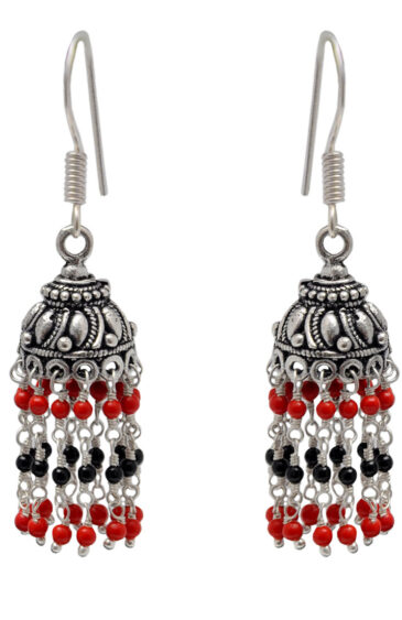 Gehna Jaipur Red Jasper & Black Spinel Color Zircon Beads Earring For Girls & Women GE03-1112