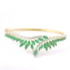 Gehna Jaipur emerald & cubic zirconia studded stylish gold plated bracelet For Girls & Women FB-1113 - Image 2