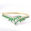 Gehna Jaipur emerald & cubic zirconia studded stylish gold plated bracelet For Girls & Women FB-1113