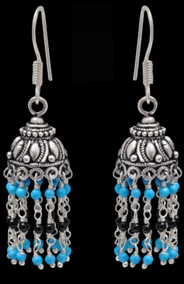 Gehna Jaipur Turquoise & Black Spinel Color Zircon Beads Earring For Girls & Women GE03-1113