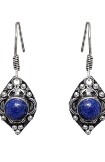 Gehna Jaipur Dumortierite Color Stone Studded Earrings In German Silver  For Girls & Women GE01-1114