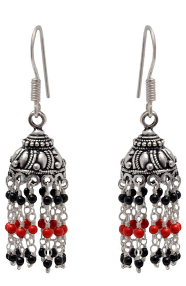 Gehna Jaipur Red Jasper & Black Spinel Color Zircon Beads Earring For Girls & Women GE03-1114