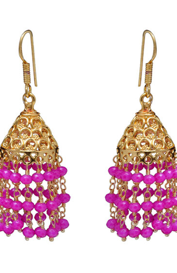 Gehna Jaipur Pink Chalcedony Color Zircon Beads Earring For Girls & Women GE03-1115