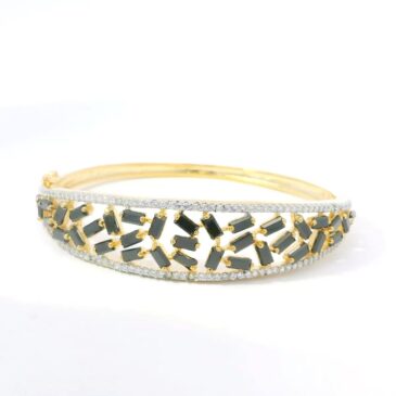 Gehna Jaipur black spinel & Cubic Zirconia Studded Beautiful Gold Polished Bracelet For Girls & Women FB-1117
