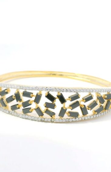 Gehna Jaipur black spinel & Cubic Zirconia Studded Beautiful Gold Polished Bracelet For Girls & Women FB-1117