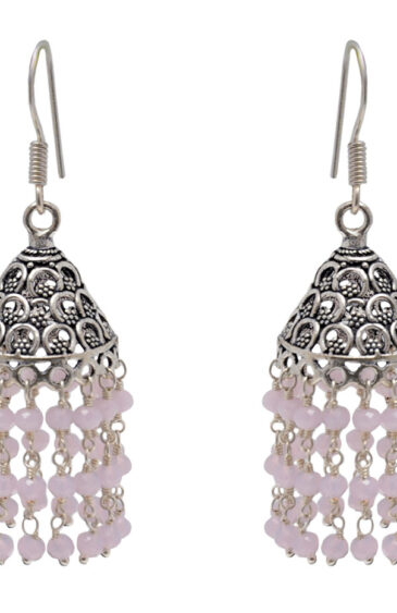 Gehna Jaipur Pink Chalcedony Color Zircon Beads Earring For Girls & Women GE03-1118