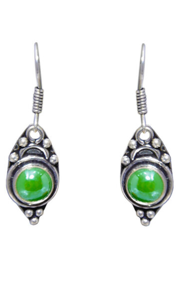 Gehna Jaipur Green Color Quartz Stone Earrings In German Silver  For Girls & Women GE01-1119