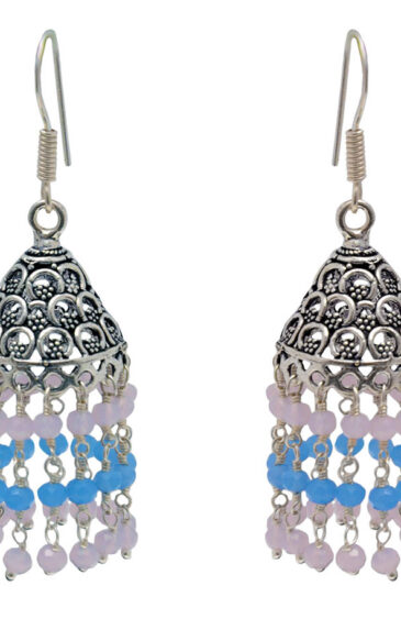 Gehna Jaipur Pink & Blue Chalcedony Color Zircon Beads Earring For Girls & Women GE03-1119