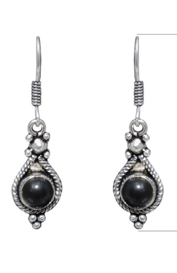 Gehna Jaipur Black Spinel Color Stone Studded Earrings In German Silver  For Girls & Women GE01-1120