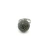 Gehna Jaipur Black Spinel Color Stone & dome shape Cubic Zirconia Studded Ring Adjustable Size For Girls & Women FR-1122