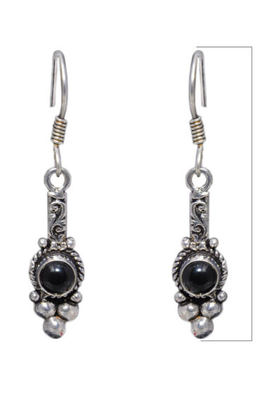 Gehna Jaipur Black Spinel Color Stone Studded Earrings In German Silver  For Girls & Women GE01-1122