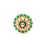 Gehna Jaipur Beautiful Emerald Color Stone & White Topaz Polki Studded Jadau Ring For Girls & Women FR-1126