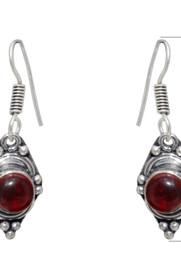 Gehna Jaipur Red Garnet Stone Earrings In German Silver  For Girls & Women GE01-1127