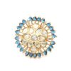 Gehna Jaipur Kyanite Color Stone & White Topaz Polki Studded Jadau Ring For Girls & Women FR-1128