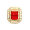 Gehna Jaipur Ruby Color Stone & White Topaz Polki Studded Jadau Ring For Girls & Women FR-1129