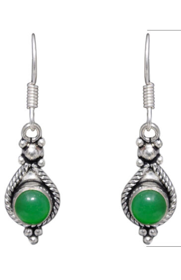 Gehna Jaipur Green Onyx Color Stone Earrings In German Silver  For Girls & Women GE01-1130