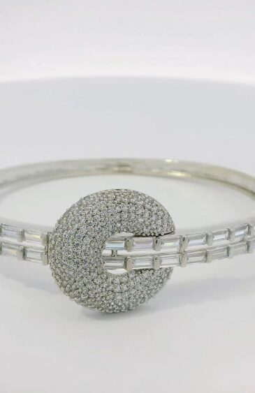 Gehna Jaipur cubic zirconia studded silver plated bracelet For Girls & Women FB-1131