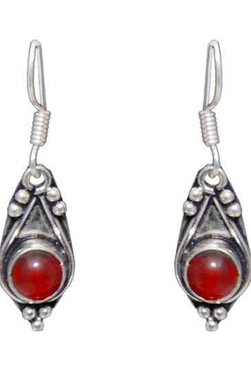 Gehna Jaipur Red Garnet Stone Earrings In German Silver  For Girls & Women GE01-1133