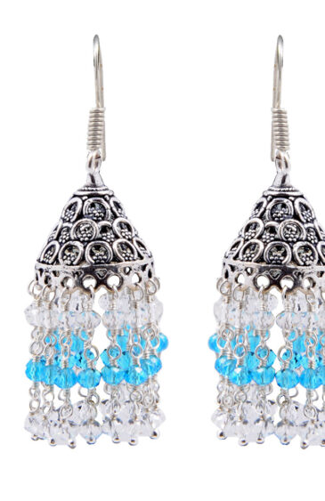 Gehna Jaipur Swiss Blue & Crystal Sapphire Zircon Beads Earring For Girls & Women GE03-1134