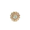 Gehna Jaipur Elegant Aquamarine Color Stone Carving & White Topaz Polki Studded Floral Theme Jadau Ring For Girls & Women FR-1136