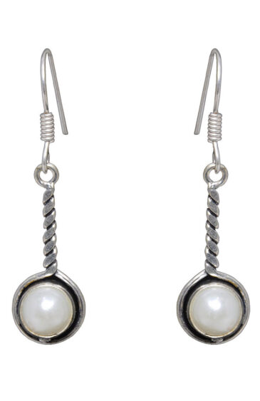 Gehna Jaipur Pearl Color Stone Studded Earrings In German Silver  For Girls & Women GE01-1136