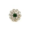 Gehna Jaipur Antique Finish Emerald Green Color Round Shape Stone Studded Jadau Ring For Girls & Women FR-1138