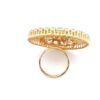 Gehna Jaipur Emerald Color Stone & White Topaz Polki Studded Floral Theme Jadau Ring For Girls & Women FR-1139 - Image 3