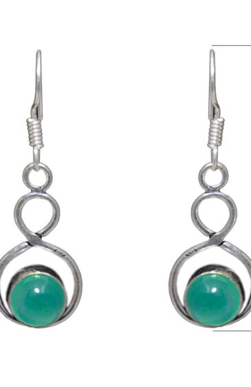 Gehna Jaipur Natural Green Onyx Color Stone Earrings In German Silver  For Girls & Women GE01-1139