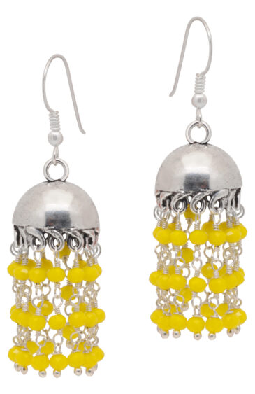 Gehna Jaipur Yellow Color Zircon Beads Jhumki Style Earrings For Girls & Women GE03-1139