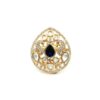 Gehna Jaipur Blue Sapphire Color Pear Shape Stone Studded Jadau Ring For Girls & Women FR-1141