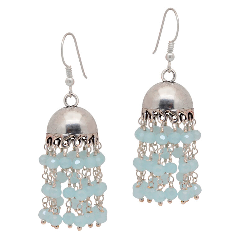 Gehna Jaipur Blue Aquamarine Color Zircon Beads Earring For Girls & Women GE03-1141