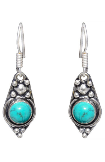 Gehna Jaipur Turquoise Color Stone Studded Earrings In German Silver  For Girls & Women GE01-1142