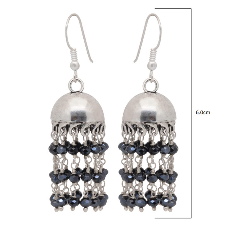Gehna Jaipur Black Spinel Color Zircon Beads Jhumki Style Earrings For Girls & Women GE03-1142