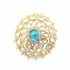Gehna Jaipur Pariba Tourmaline Color Stone & White Topaz Polki Studded Jadau Ring For Girls & Women FR-1143