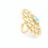 Gehna Jaipur Pariba Tourmaline Color Stone & White Topaz Polki Studded Jadau Ring For Girls & Women FR-1143 - Image 3