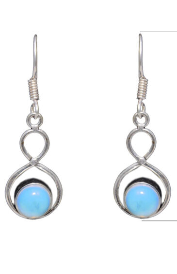 Gehna Jaipur Blue Chalcedony Stone Earrings In German Silver  For Girls & Women GE01-1143