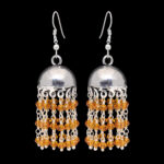 Gehna Jaipur Yellow Color Zircon Beads Jhumki Style Earrings For Girls & Women GE03-1143 - Image 4