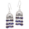 Gehna Jaipur Blue Sapphire Color Zircon Bead Jhumki Style Earrings For Girls & Women GE03-1144