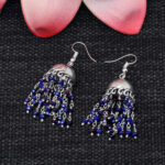 Gehna Jaipur Blue Sapphire Color Zircon Bead Jhumki Style Earrings For Girls & Women GE03-1144 - Image 5
