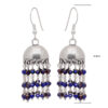 Gehna Jaipur Blue Sapphire Color Zircon Bead Jhumki Style Earrings For Girls & Women GE03-1144 - Image 3