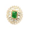 Gehna Jaipur Elegant Emerald Green Color Stone & White Topaz Polki Studded Jadau Ring For Girls & Women FR-1145