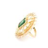 Gehna Jaipur Elegant Emerald Green Color Stone & White Topaz Polki Studded Jadau Ring For Girls & Women FR-1145 - Image 3