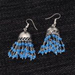 Gehna Jaipur Blue Turquoise Color Zircon Bead Jhumki Style Earrings For Girls & Women GE03-1145 - Image 5