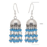 Gehna Jaipur Blue Turquoise Color Zircon Bead Jhumki Style Earrings For Girls & Women GE03-1145 - Image 3