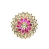 Gehna Jaipur Beautiful Ruby Color Stone & White Topaz Polki Studded Jadau Ring For Girls & Women FR-1146